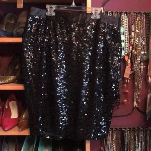 Black Sequined Pencil Skirt